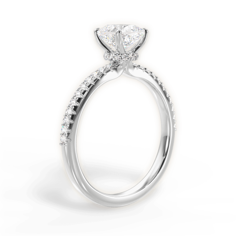 14kt White Gold/18kt White Gold/Platinum/cushion/front