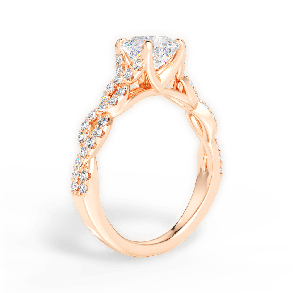 14kt Rose Gold/18kt Rose Gold/asscher/front