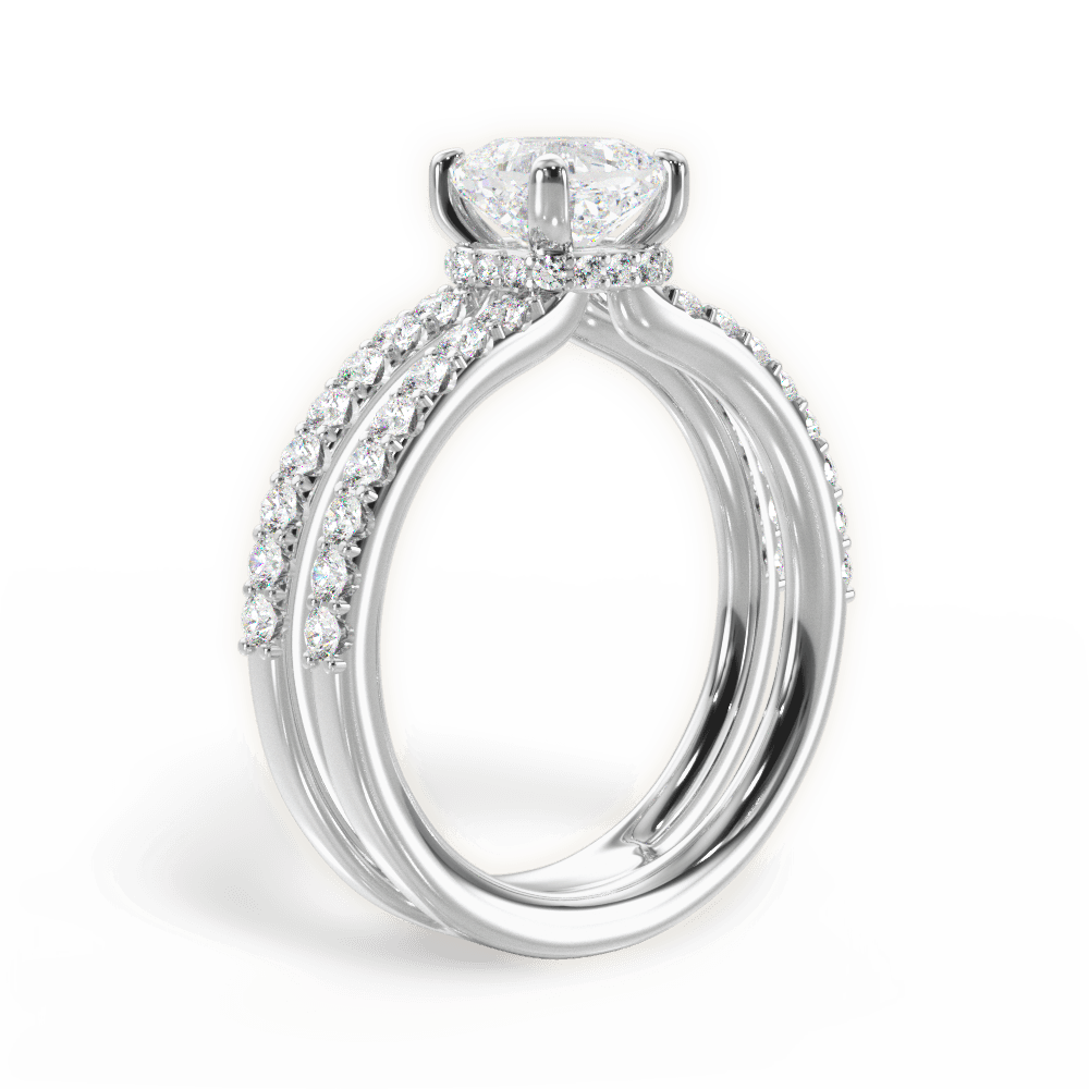 14kt White Gold/18kt White Gold/Platinum/cushion/front