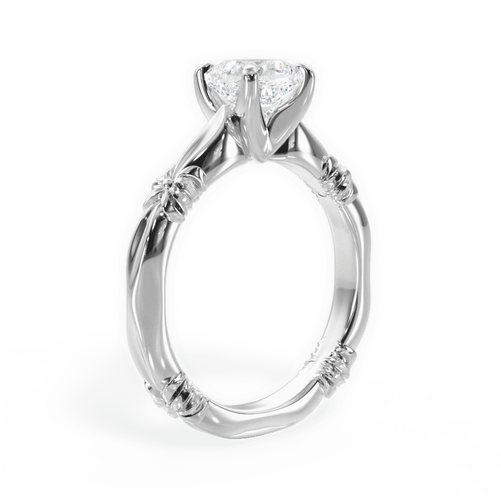 14kt White Gold/18kt White Gold/Platinum/cushion/front