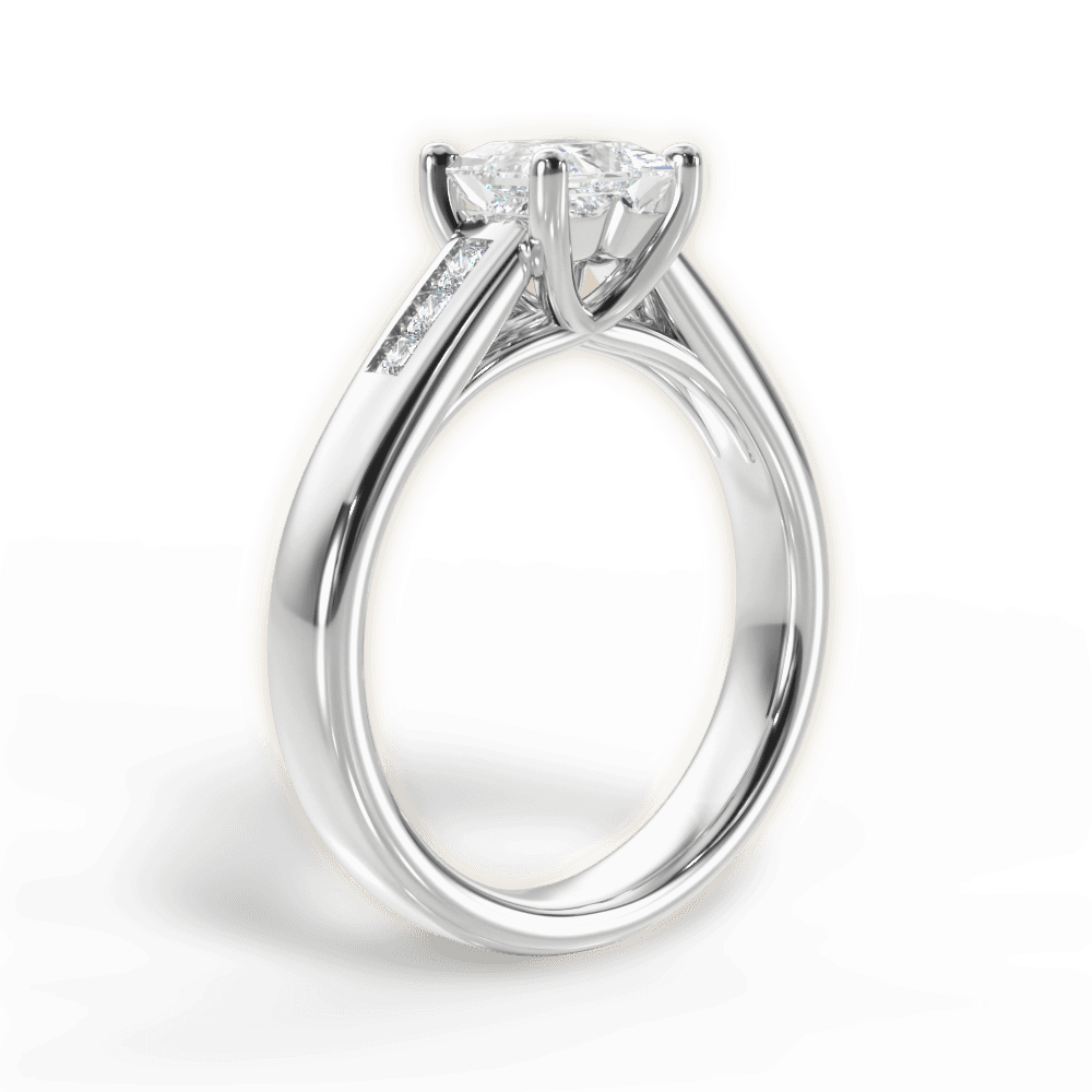 14kt White Gold/18kt White Gold/Platinum/princess/front