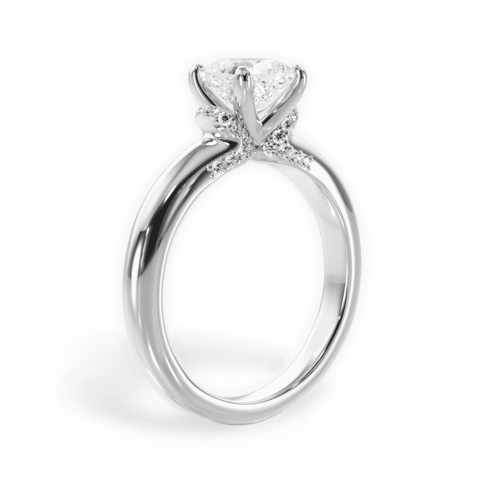 14kt White Gold/18kt White Gold/Platinum/cushion/front
