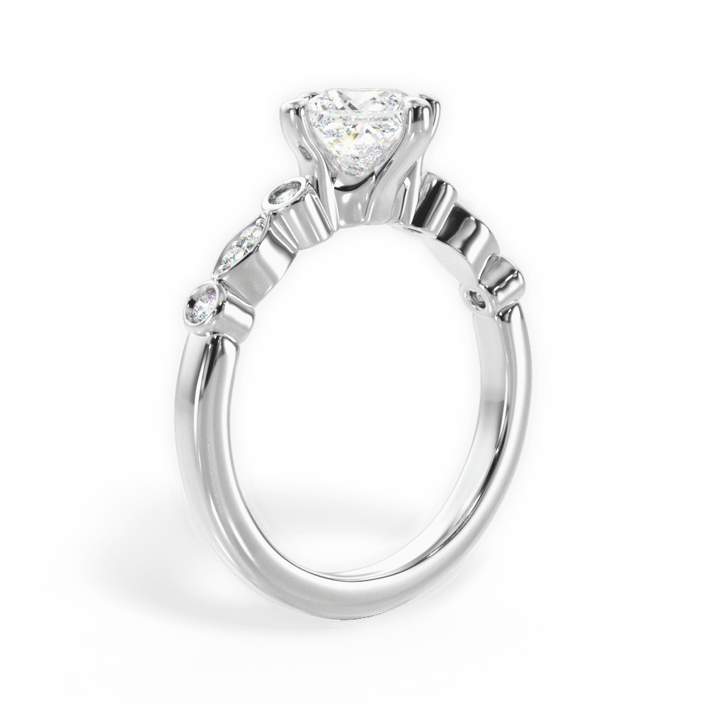 14kt White Gold/18kt White Gold/Platinum/princess/front