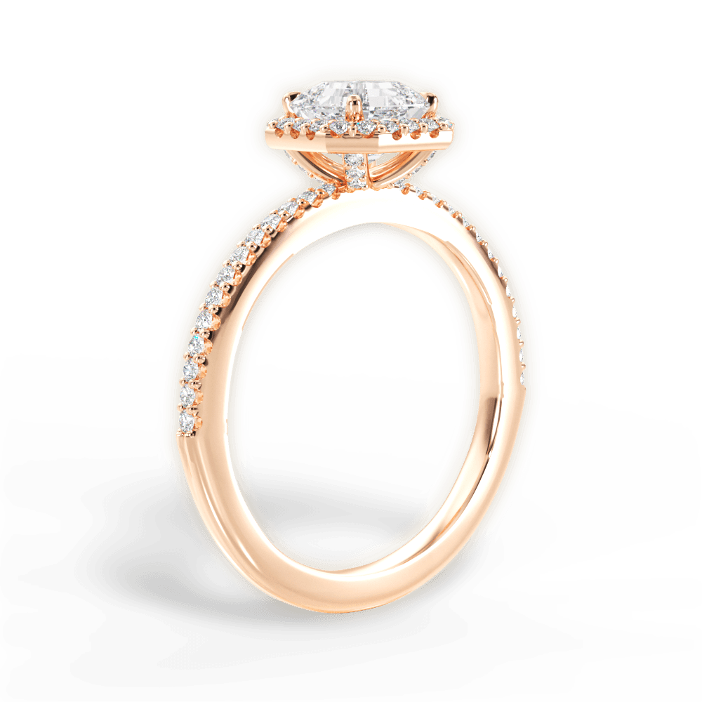 14kt Rose Gold/18kt Rose Gold/asscher/front