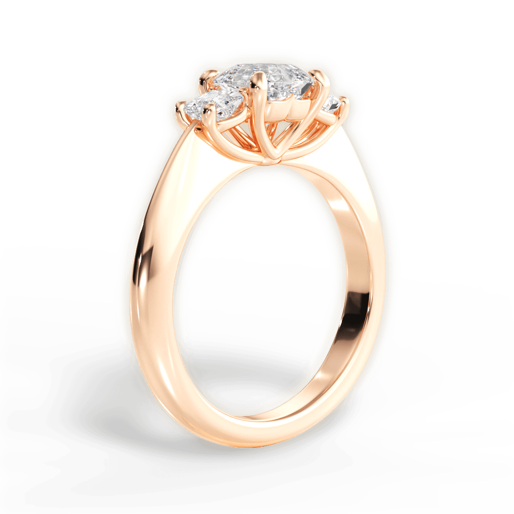 14kt Rose Gold/18kt Rose Gold/asscher/front