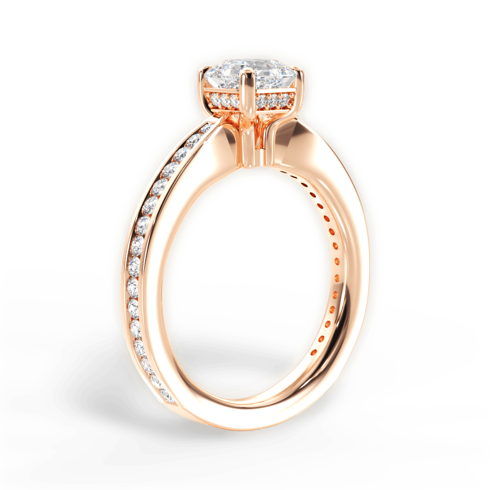 14kt Rose Gold/18kt Rose Gold/asscher/front