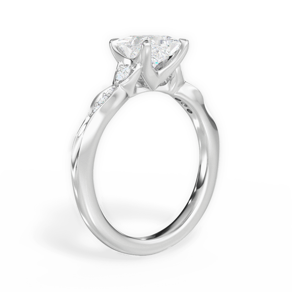 14kt White Gold/18kt White Gold/Platinum/princess/front