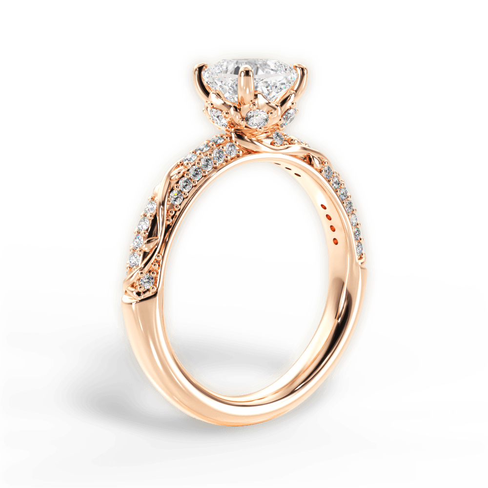 14kt Rose Gold/18kt Rose Gold/cushion/front