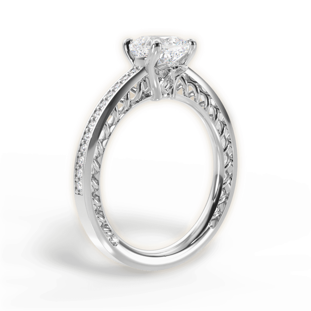 14kt White Gold/18kt White Gold/Platinum/cushion/front