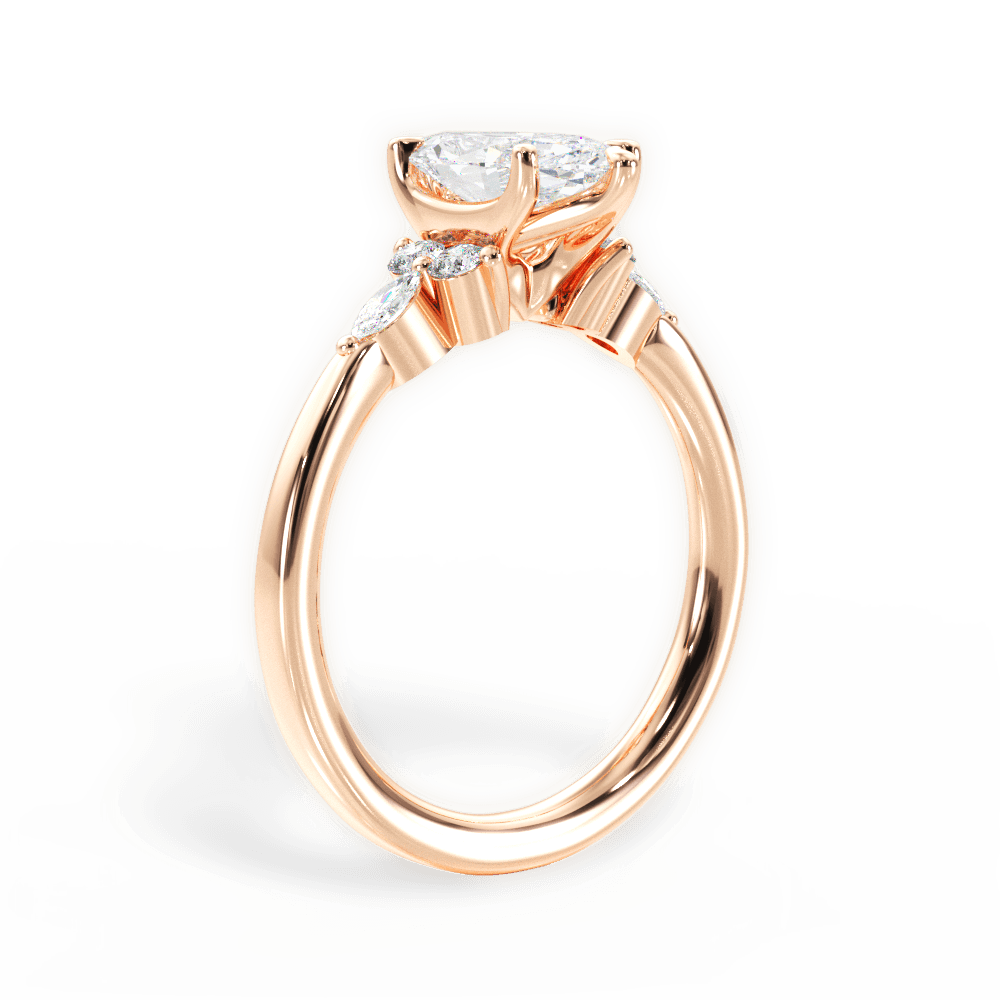 14kt Rose Gold/18kt Rose Gold/marquise/front