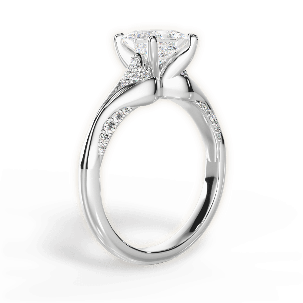 14kt White Gold/18kt White Gold/Platinum/princess/front