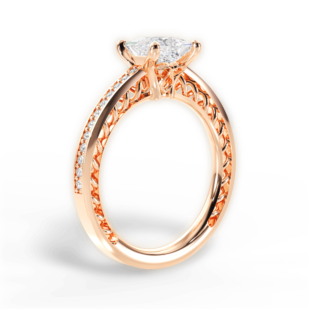 14kt Rose Gold/18kt Rose Gold/princess/front