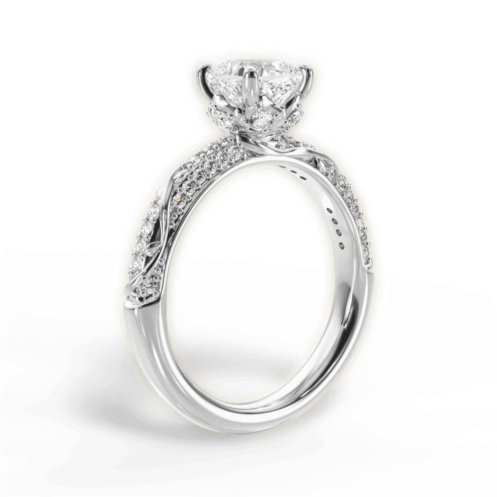 14kt White Gold/18kt White Gold/Platinum/cushion/front