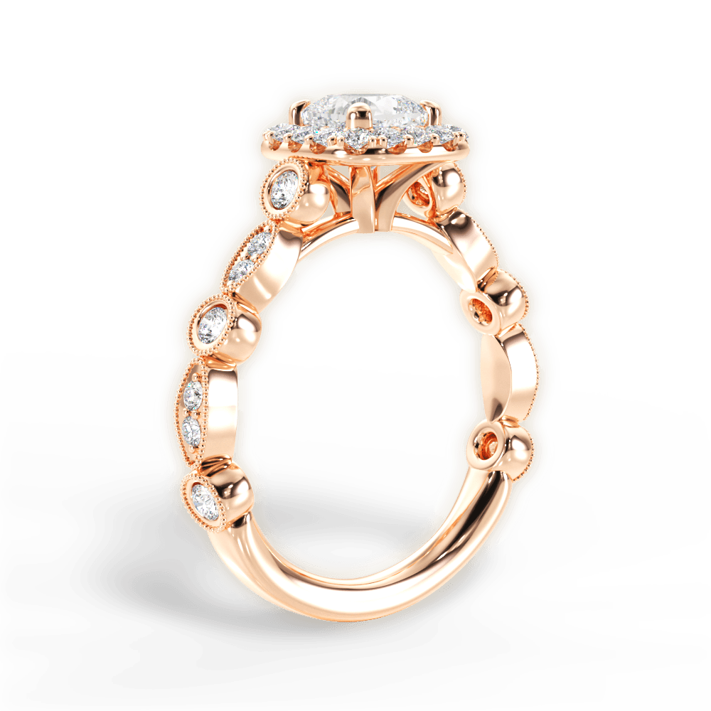 14kt Rose Gold/18kt Rose Gold/cushion/front