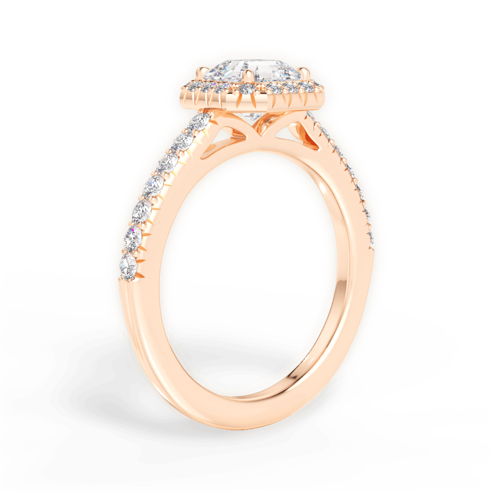 14kt Rose Gold/18kt Rose Gold/asscher/front