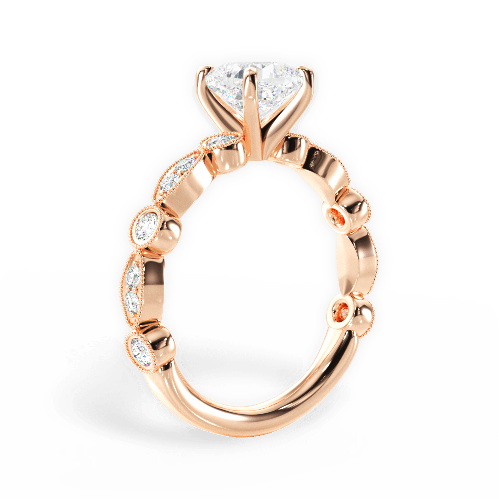 14kt Rose Gold/18kt Rose Gold/cushion/front