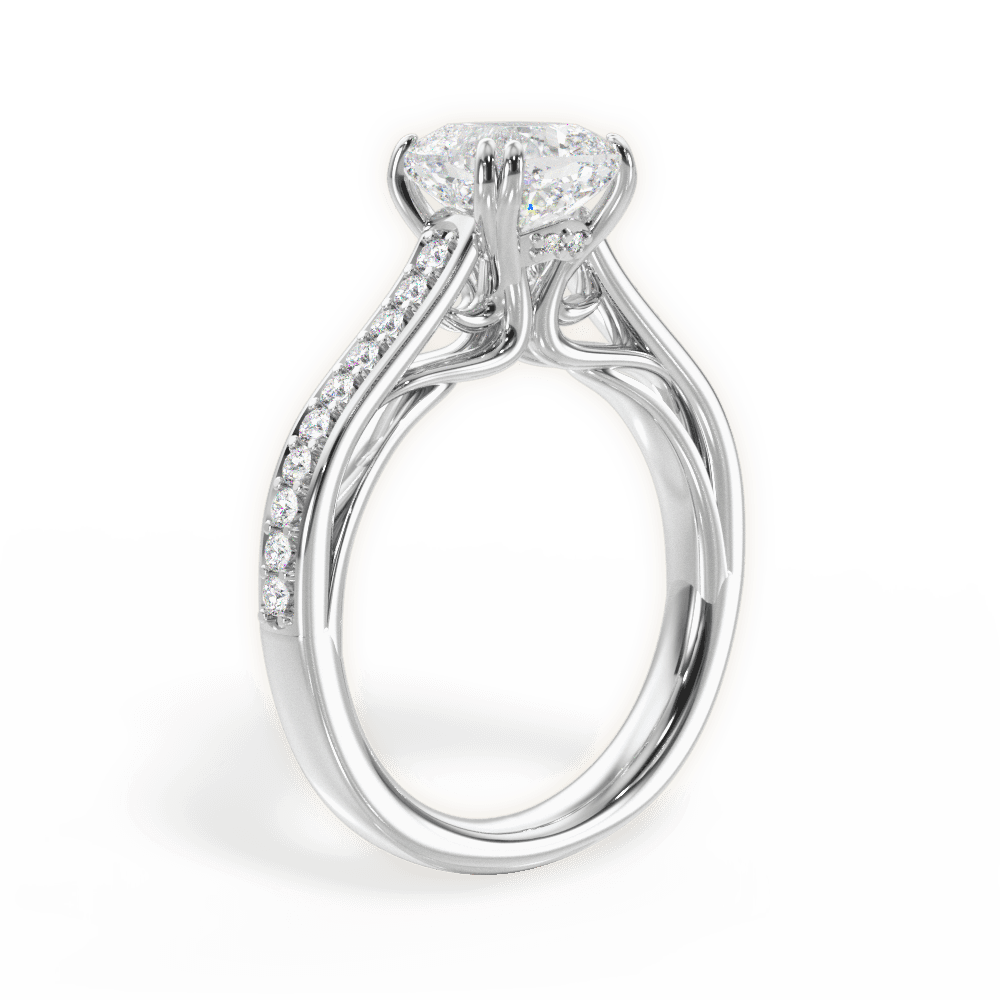 14kt White Gold/18kt White Gold/Platinum/cushion/front