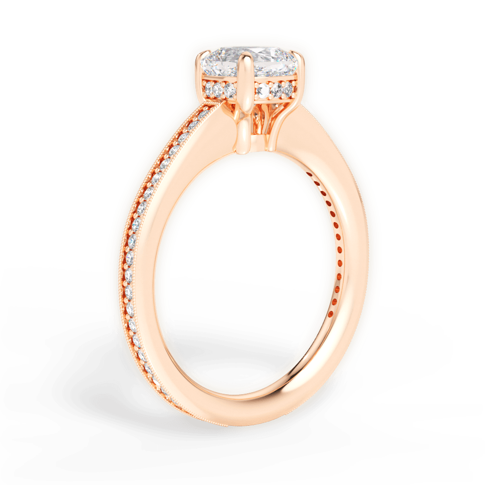 14kt Rose Gold/18kt Rose Gold/cushion/front