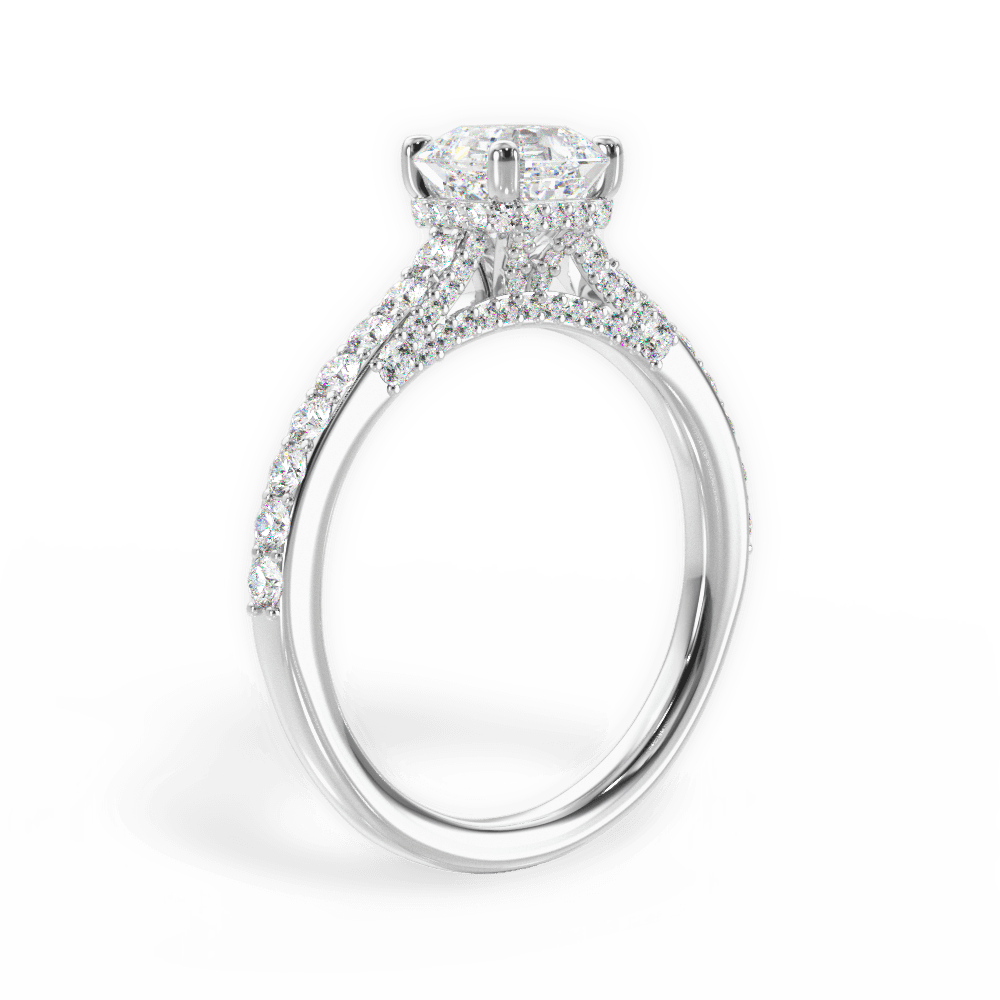 14kt White Gold/18kt White Gold/Platinum/asscher/front