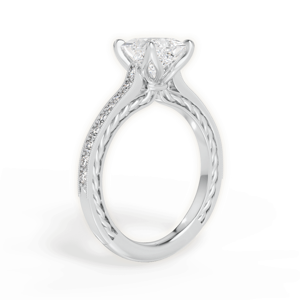 14kt White Gold/18kt White Gold/Platinum/princess/front