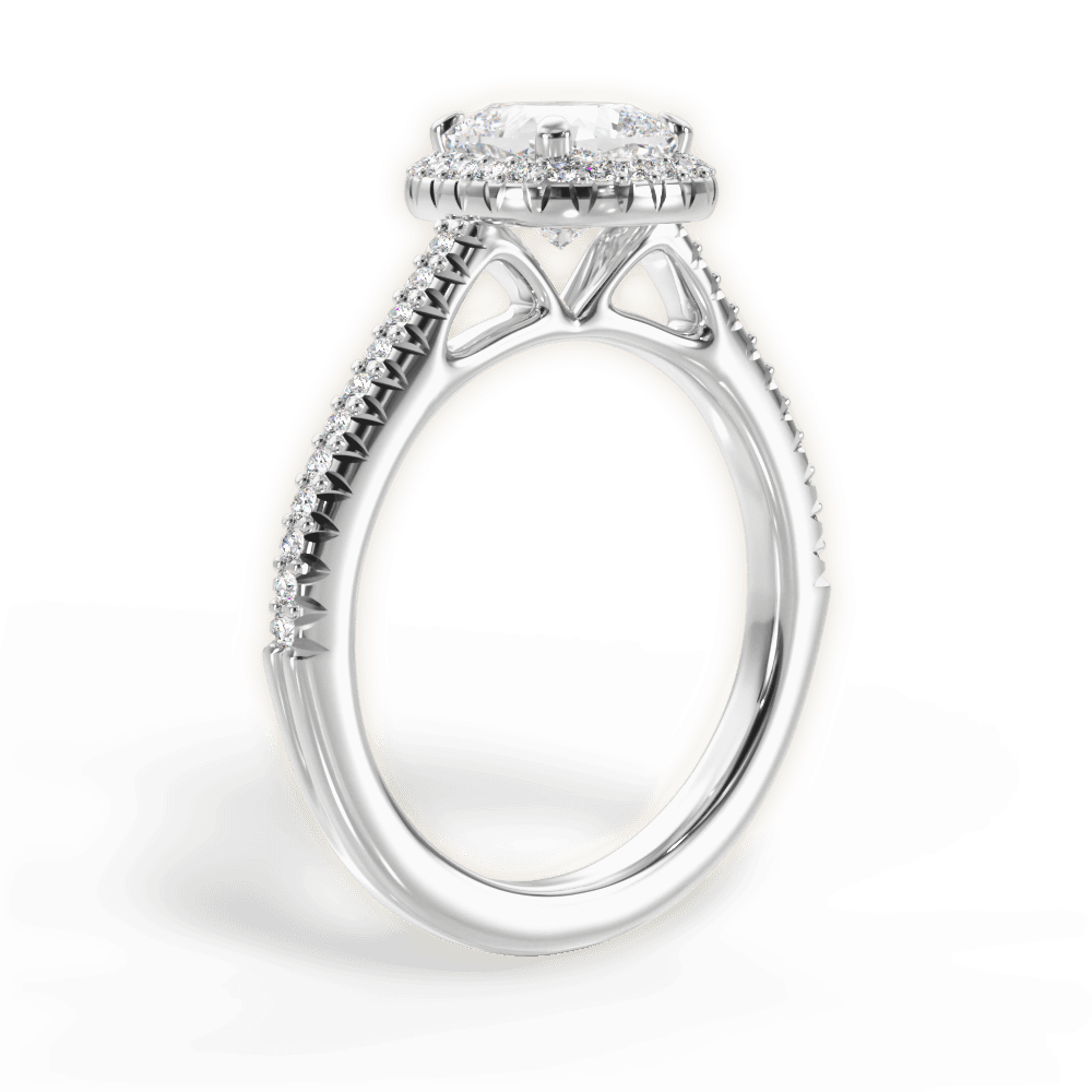 14kt White Gold/18kt White Gold/Platinum/cushion/front