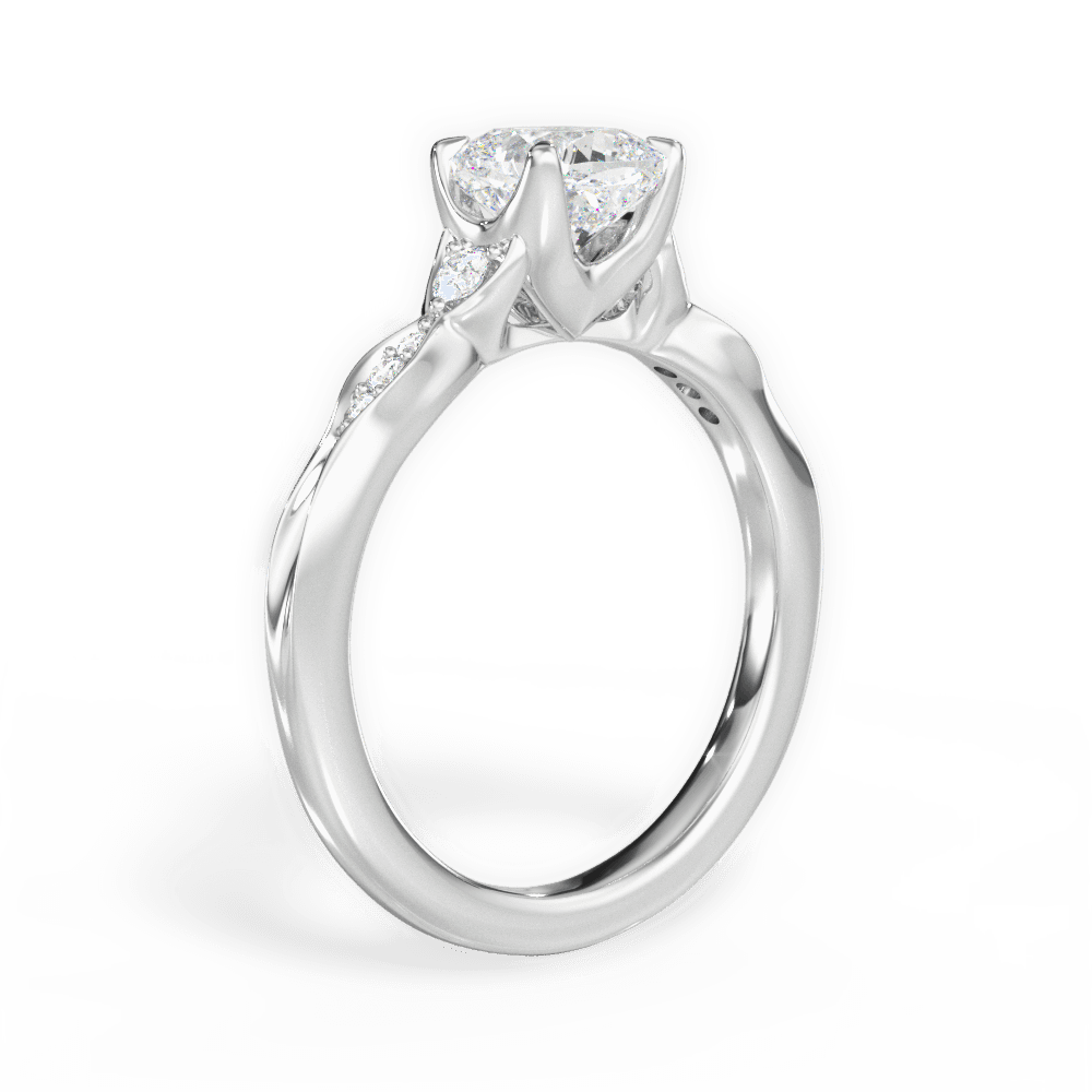 14kt White Gold/18kt White Gold/Platinum/cushion/front