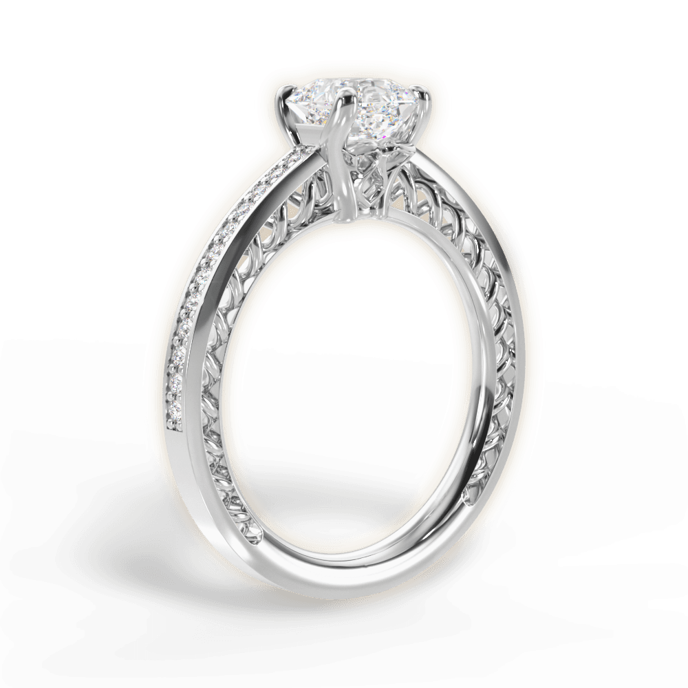 14kt White Gold/18kt White Gold/Platinum/asscher/front