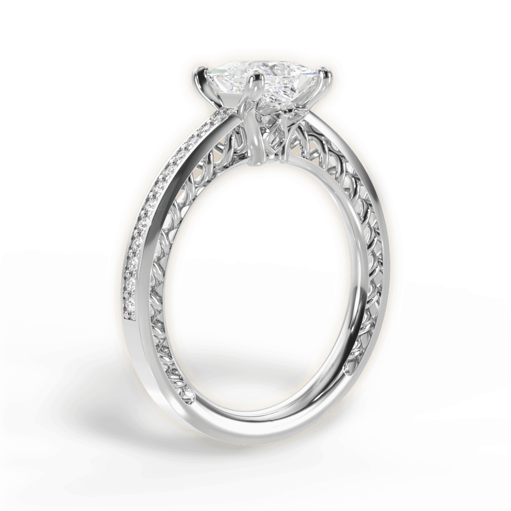 14kt White Gold/18kt White Gold/Platinum/princess/front