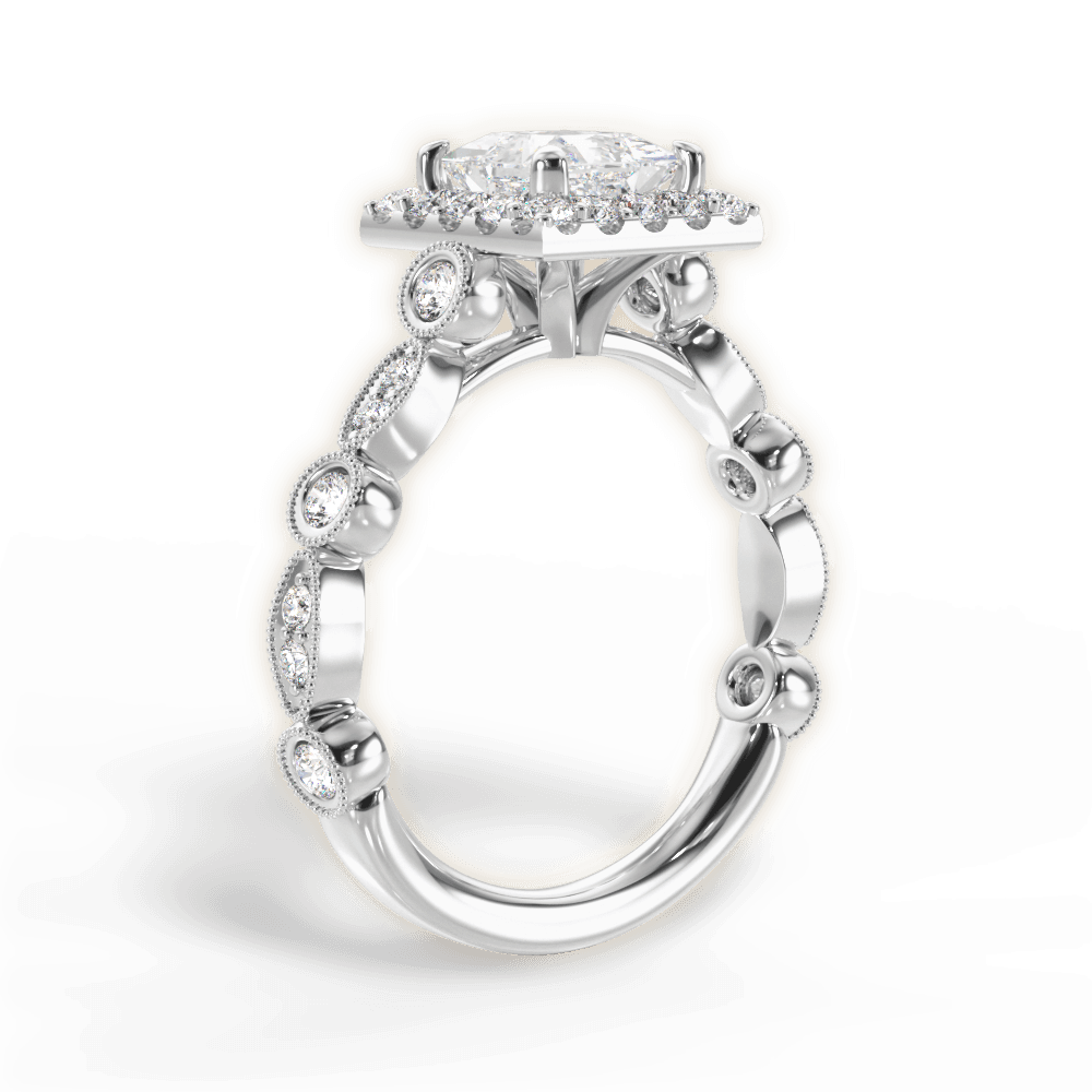 14kt White Gold/18kt White Gold/Platinum/princess/front