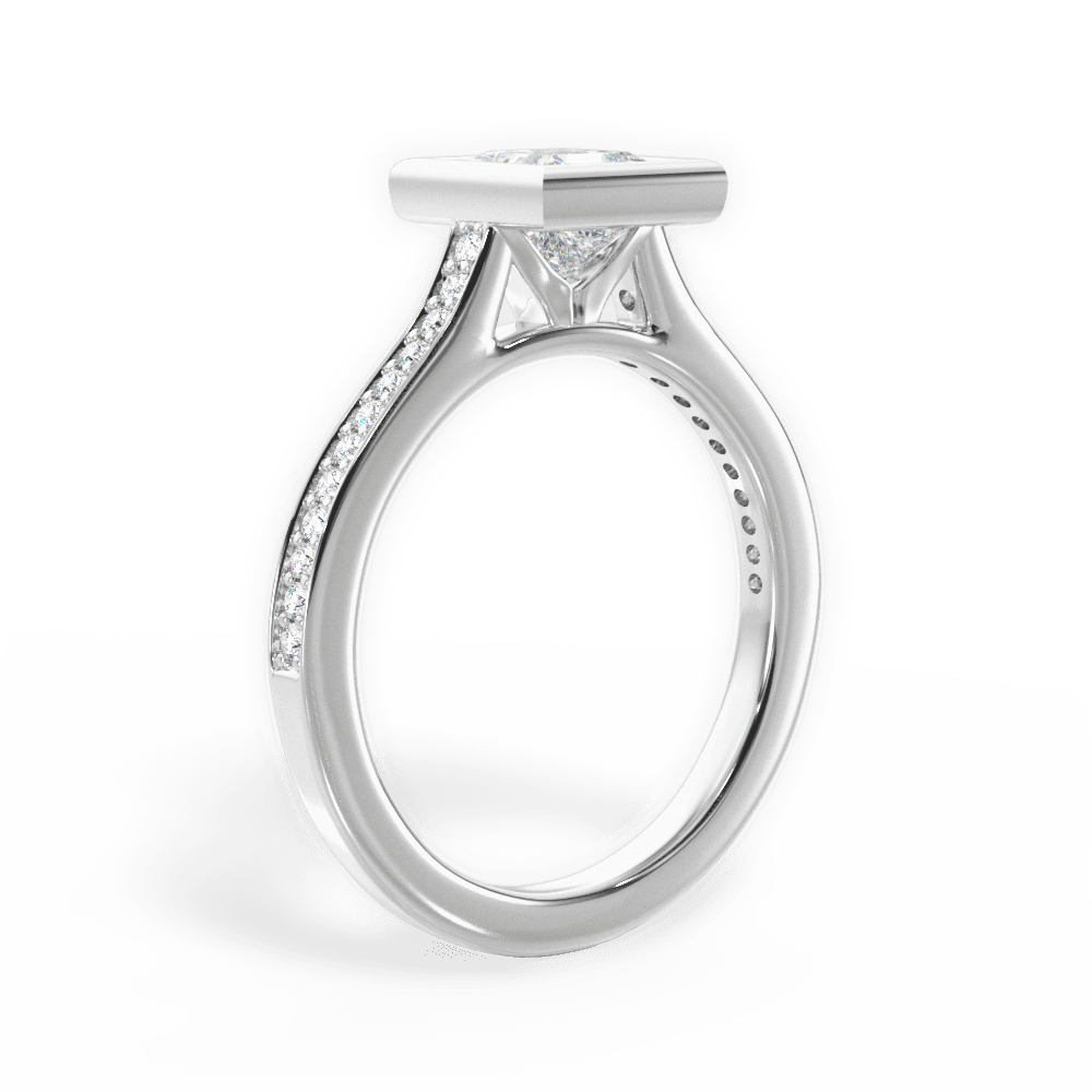 14kt White Gold/18kt White Gold/Platinum/princess/front