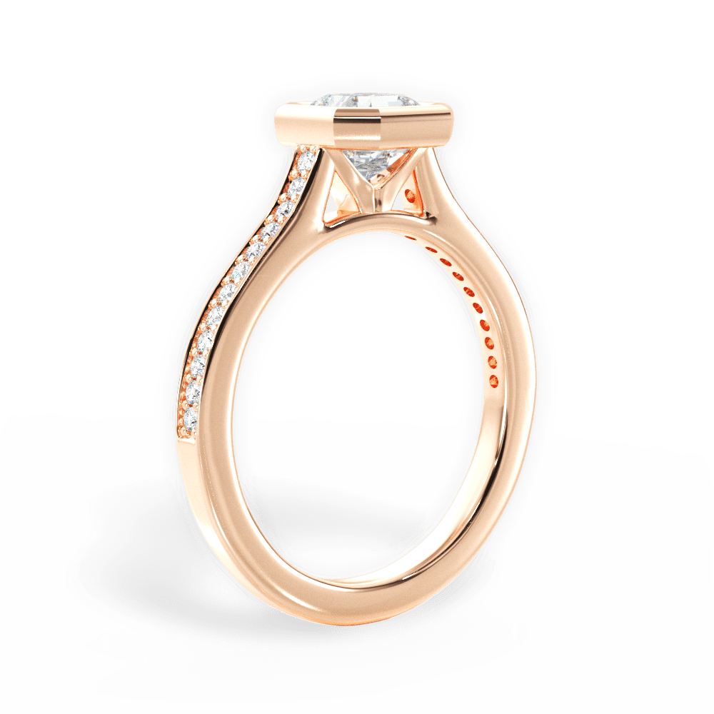 14kt Rose Gold/18kt Rose Gold/asscher/front