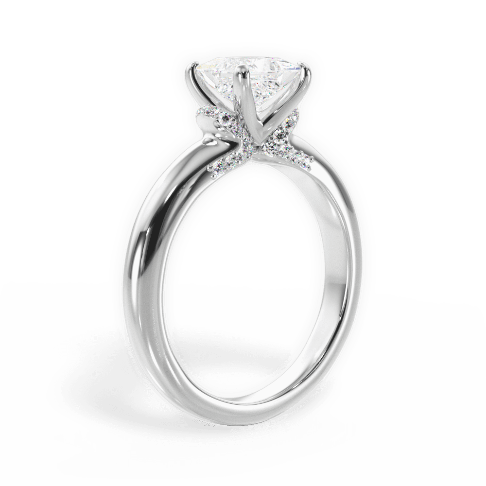 14kt White Gold/18kt White Gold/Platinum/princess/front