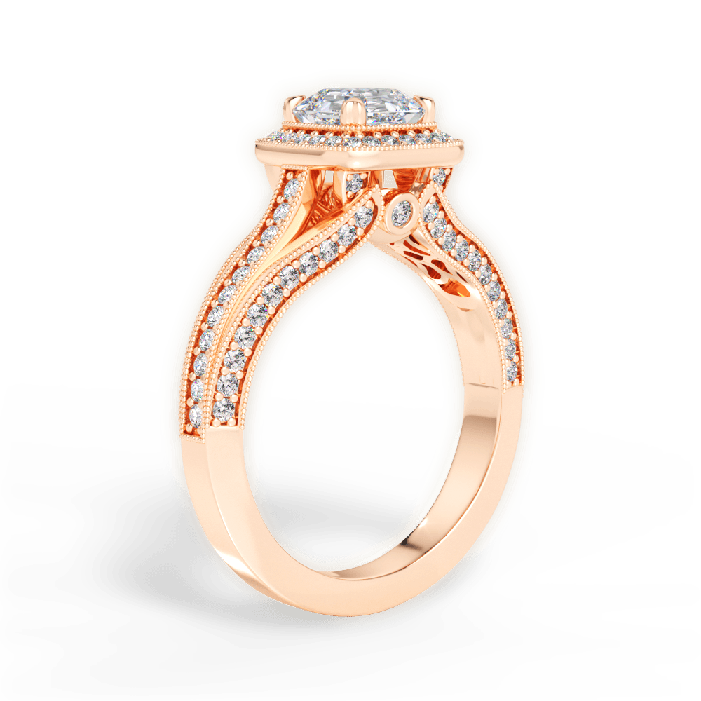 14kt Rose Gold/18kt Rose Gold/asscher/front