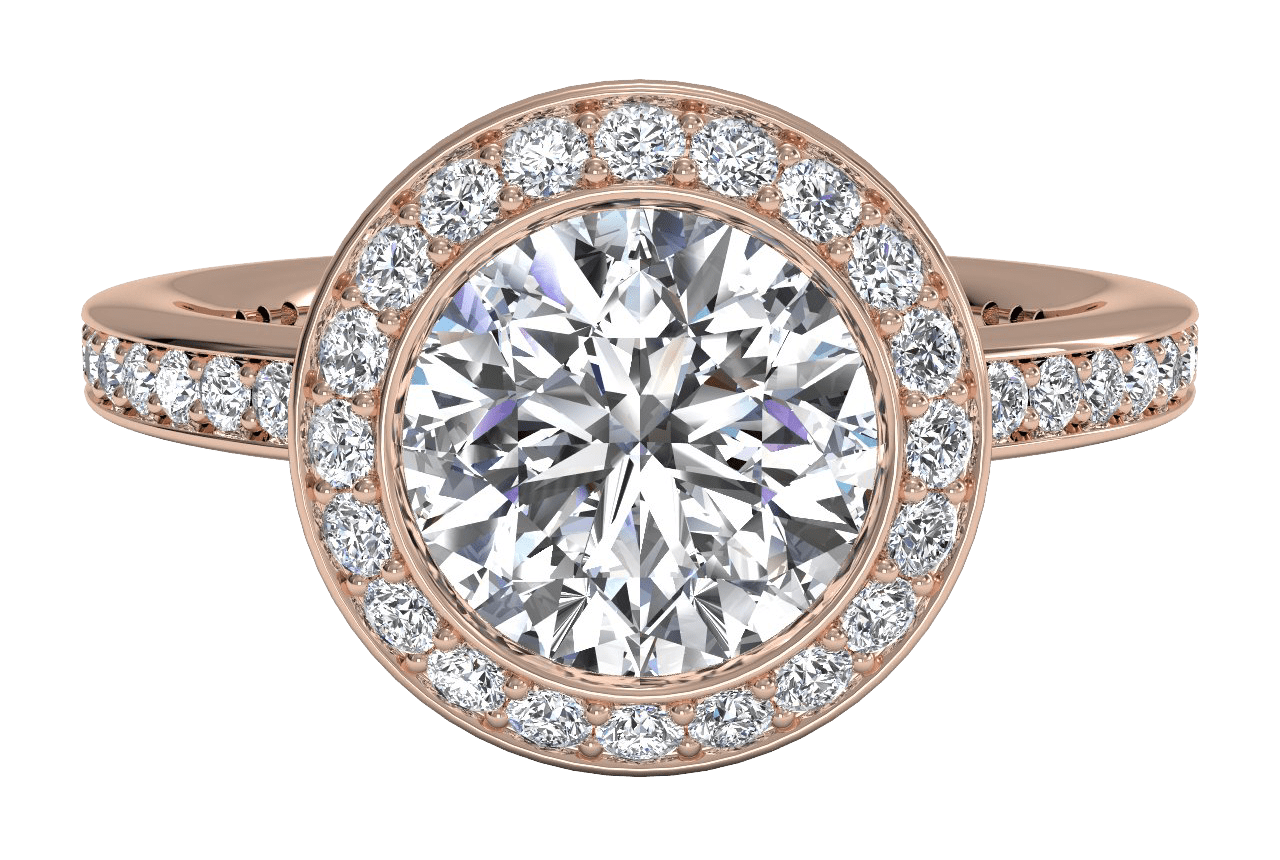 halo rose gold engagement ring