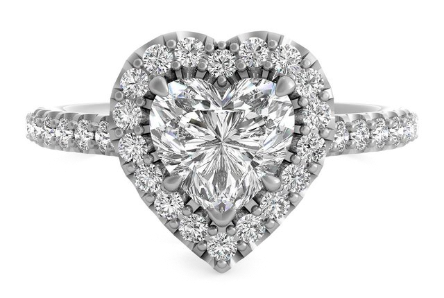 halo heart-shaped diamond engagement ring