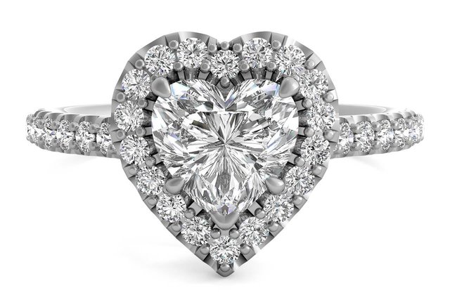 heart-shaped diamond ring with diamond halo