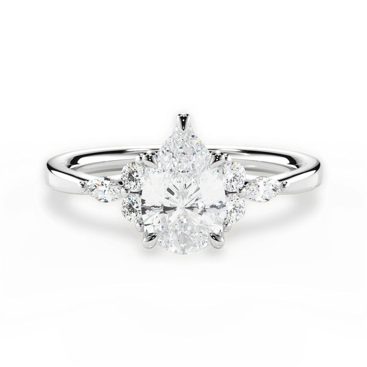 14kt White Gold/18kt White Gold/Platinum/pear/top sku 1PZ1405