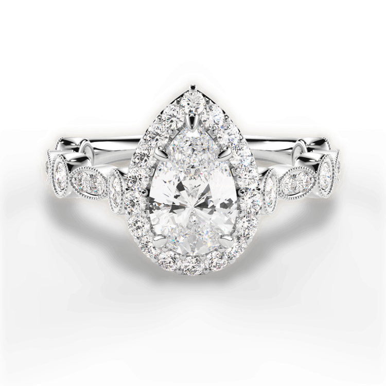 14kt White Gold/18kt White Gold/Platinum/pear/top sku 1PZ4742