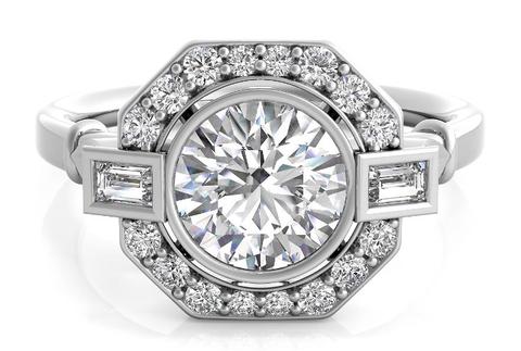 octagon halo engagement ring