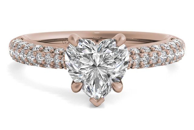 rose gold heart shaped diamond ring