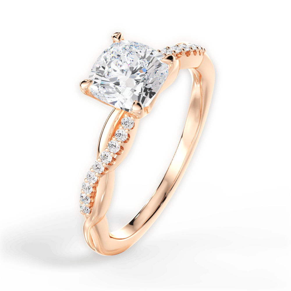 14kt Rose Gold/18kt Rose Gold/cushion/side