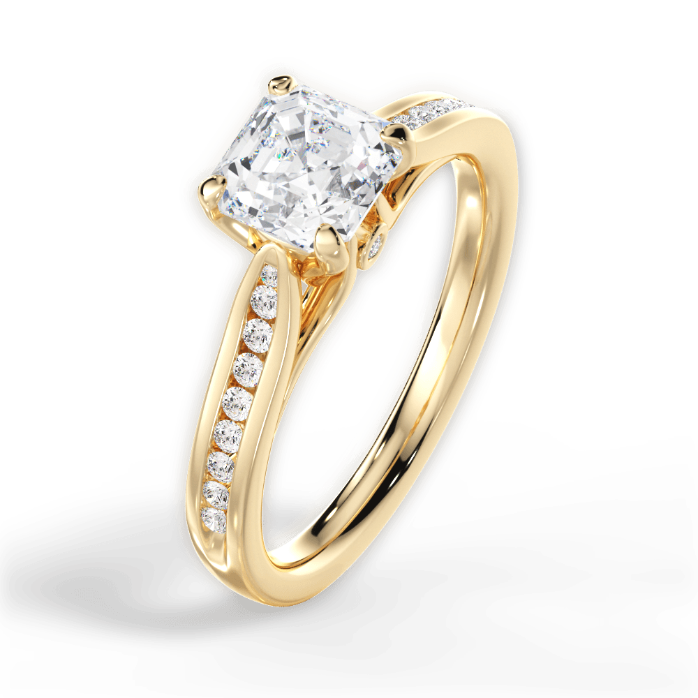 14kt Yellow Gold/18kt Yellow Gold/asscher/side