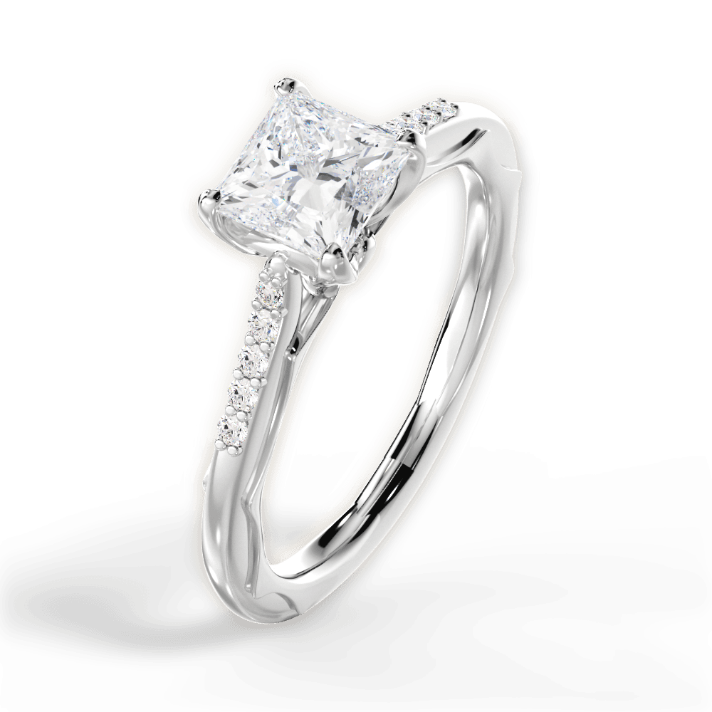 14kt White Gold/18kt White Gold/Platinum/princess/side