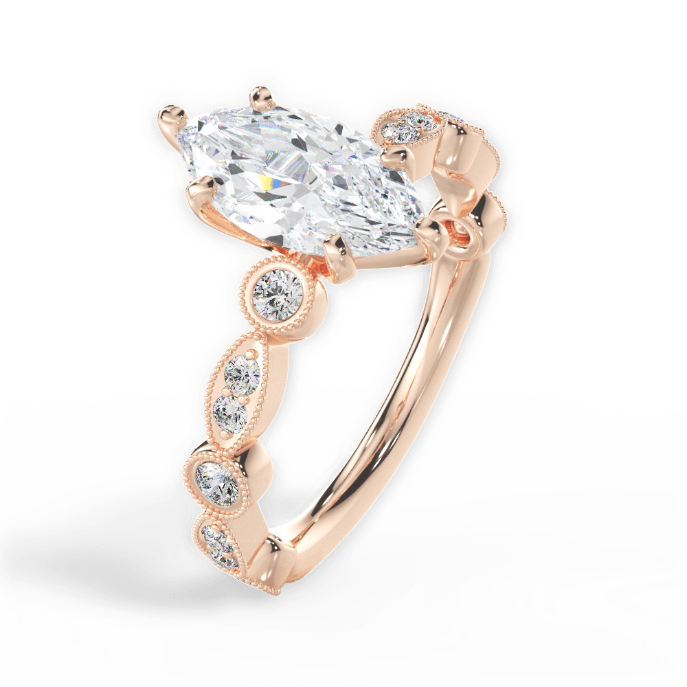 14kt Rose Gold/18kt Rose Gold/marquise/side