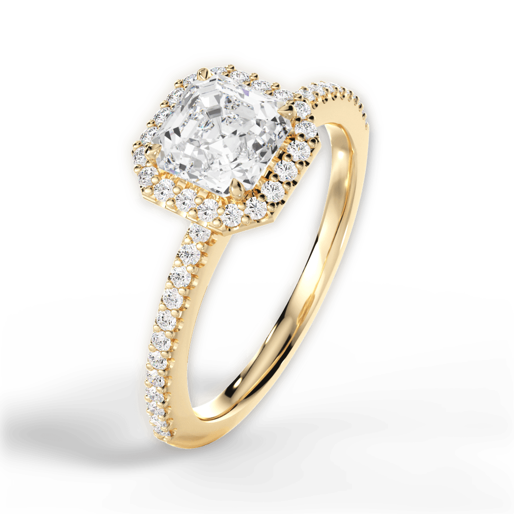 14kt Yellow Gold/18kt Yellow Gold/asscher/side