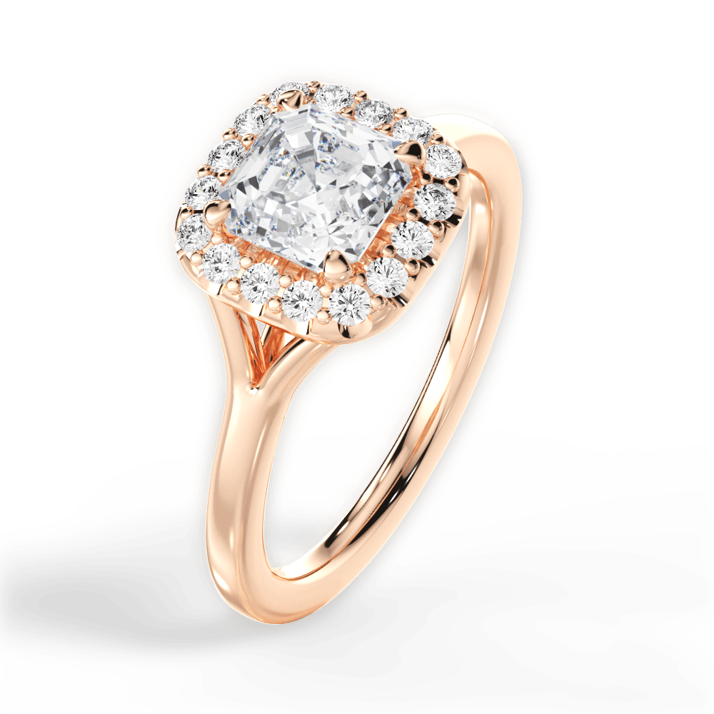 14kt Rose Gold/18kt Rose Gold/asscher/side