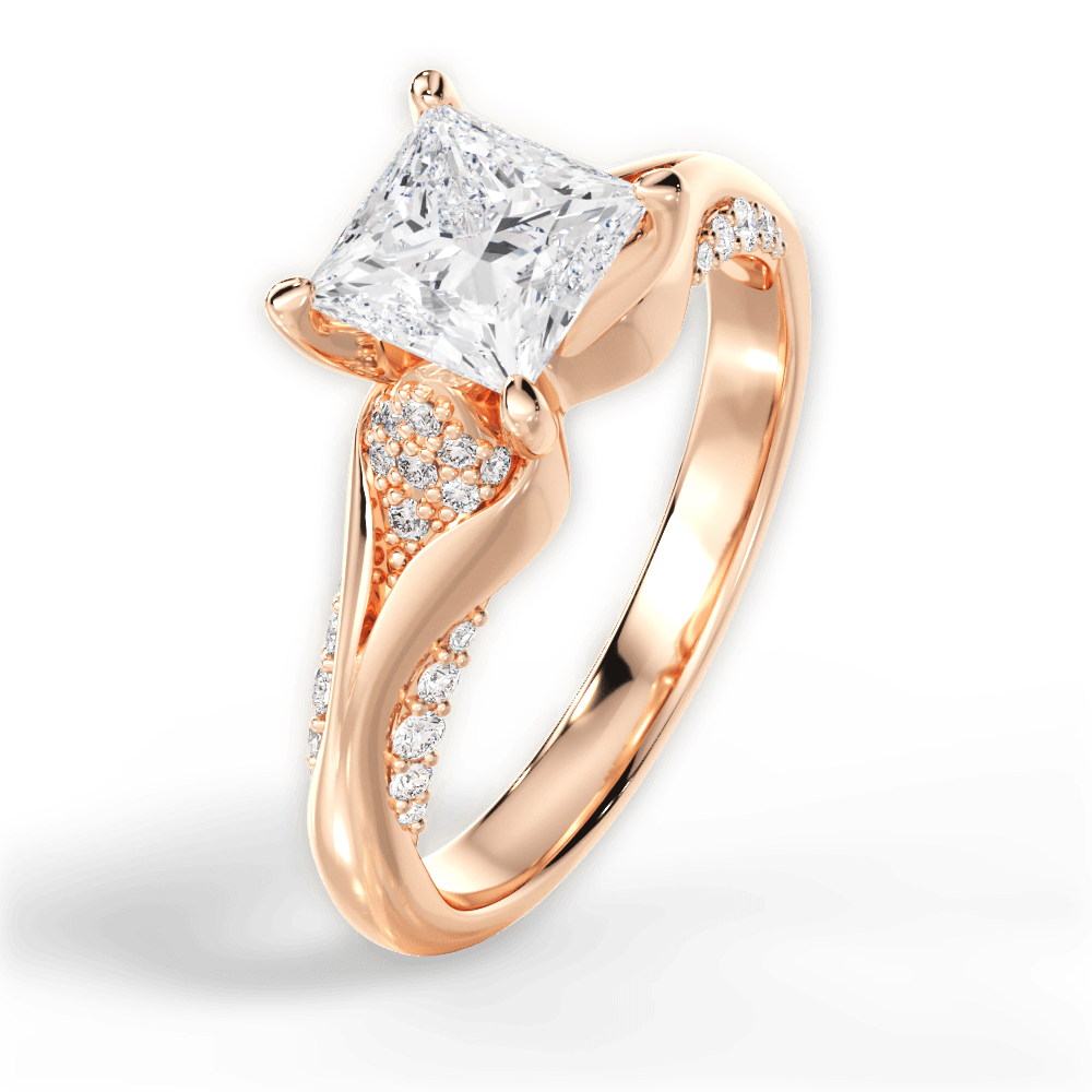 14kt Rose Gold/18kt Rose Gold/princess/side