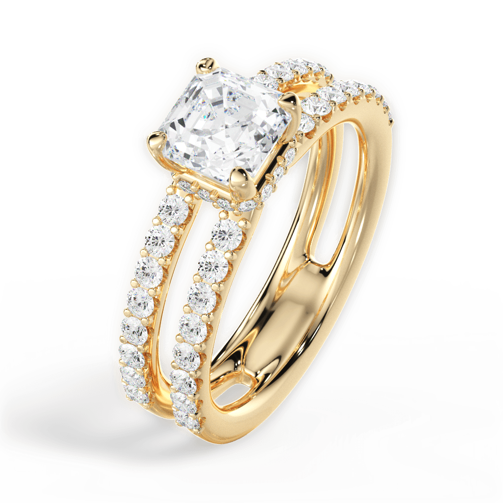 14kt Yellow Gold/18kt Yellow Gold/asscher/side