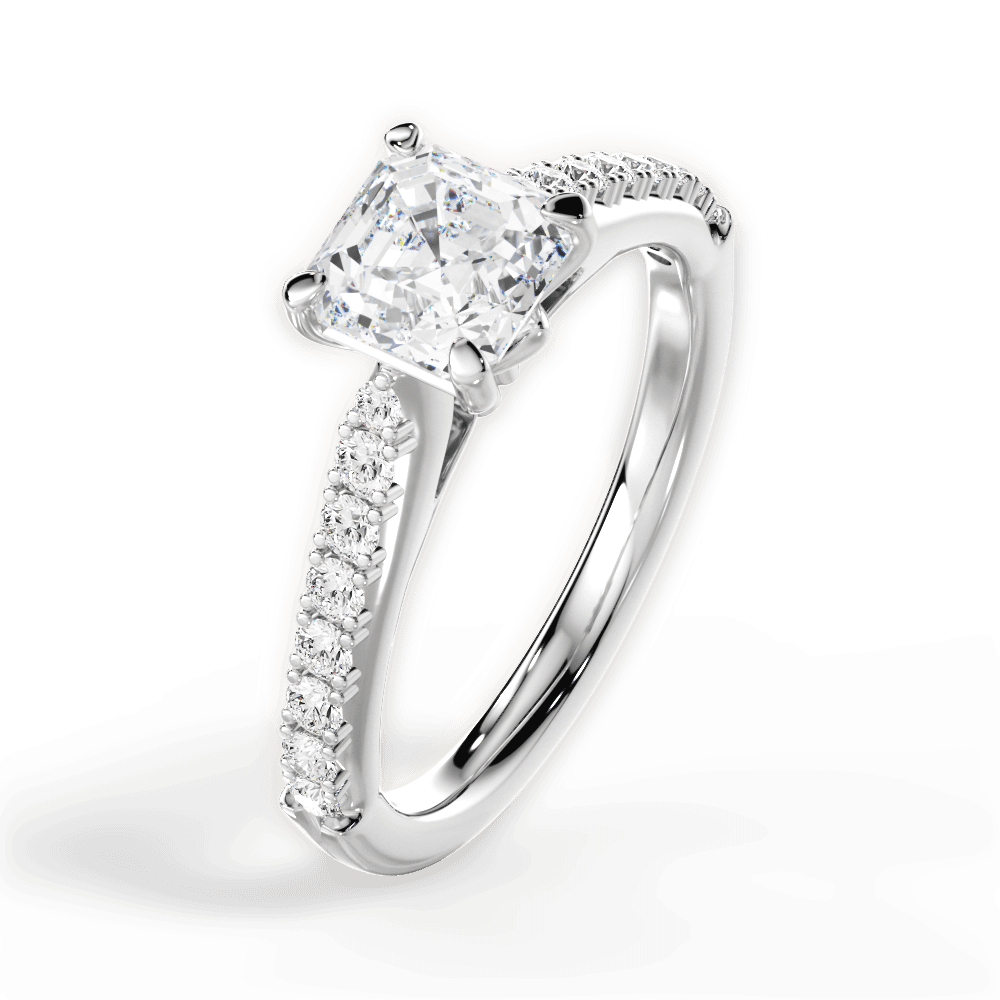 14kt White Gold/18kt White Gold/Platinum/asscher/side