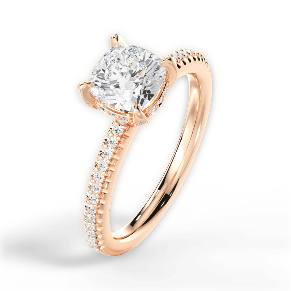 14kt Rose Gold/18kt Rose Gold/cushion/side